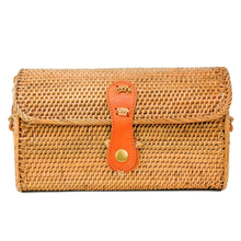 Load image into Gallery viewer, Rattan and Leather Messenger Bag
