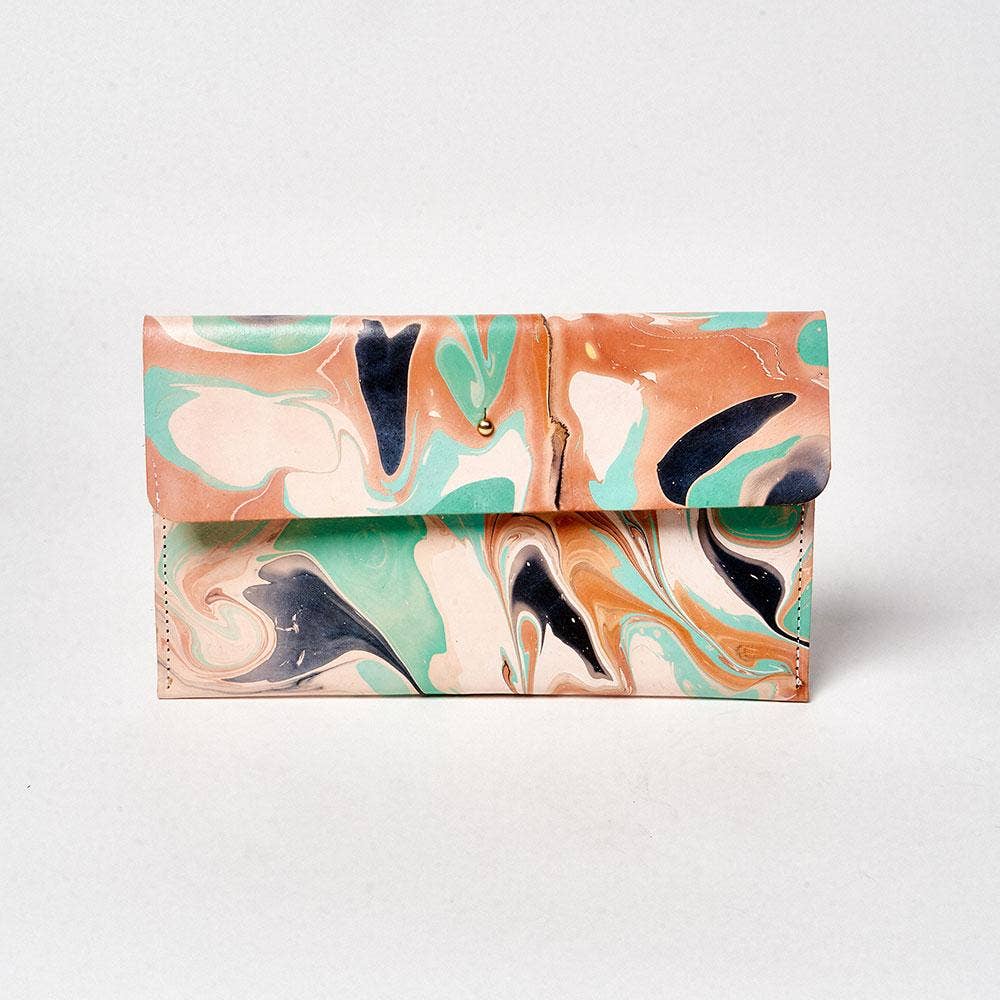 Marbled Classic Leather Clutch