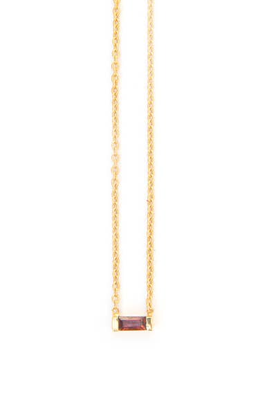 Prism Brass Necklace - Garnet