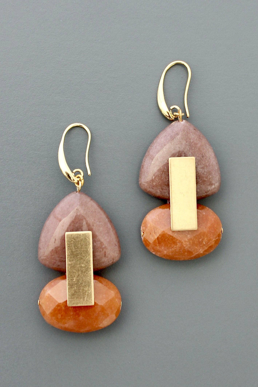 Mauve and Carnelian Earrings