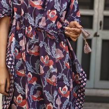 Load image into Gallery viewer, Purple Short Block Printed Kaftan Resort Dress
