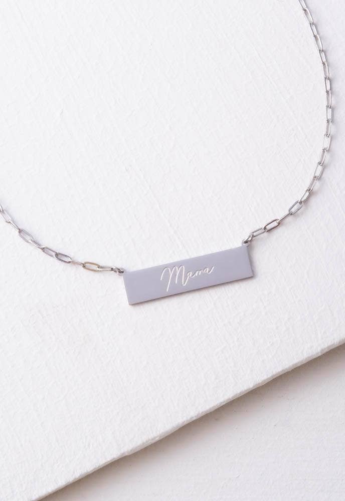 Mama Silver Bar Necklace