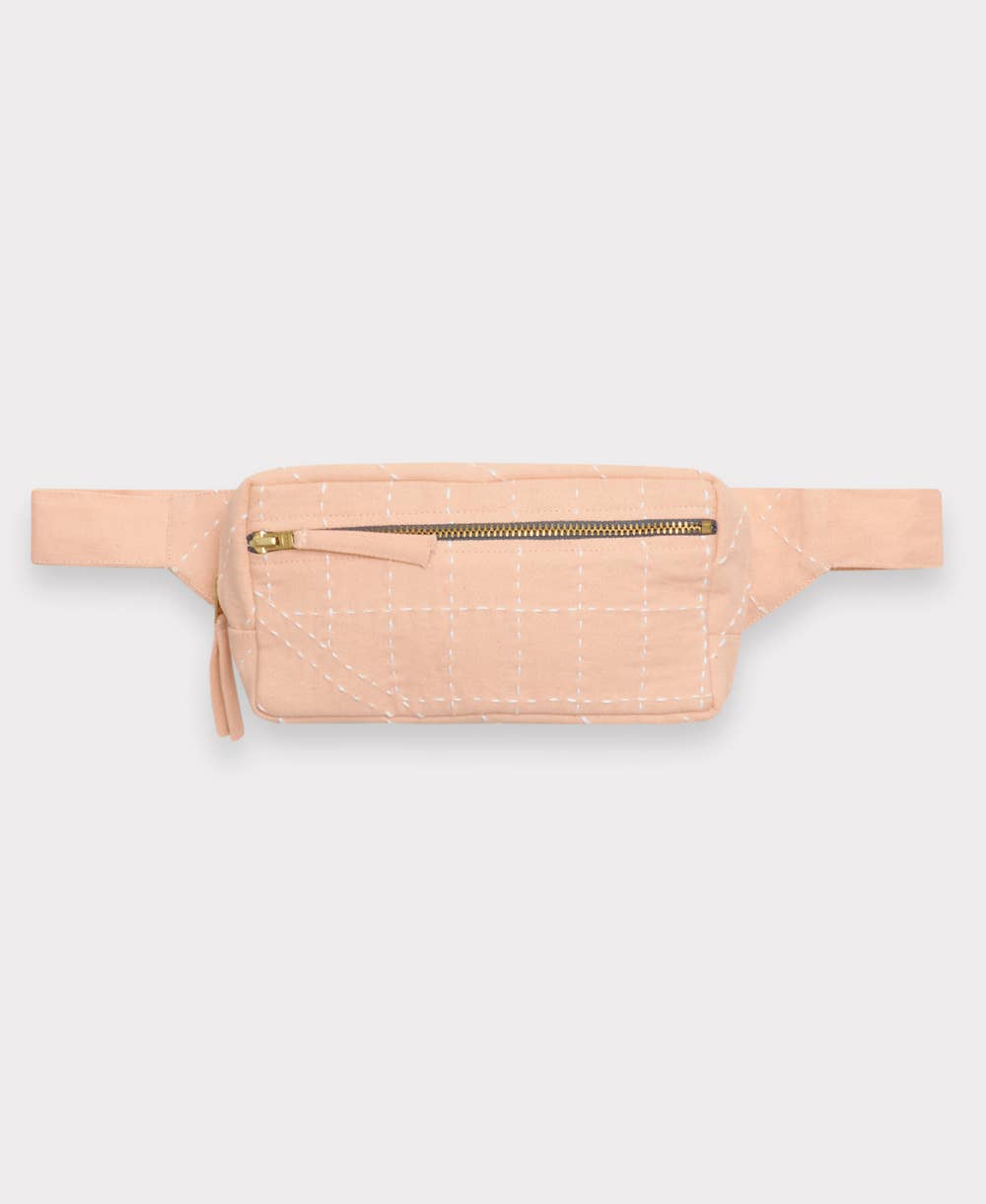 Blush Pink Kantha Crossbody Belt Bag Fanny Pack