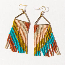 Load image into Gallery viewer, Rust Turquoise Beaded Fringe Earrings
