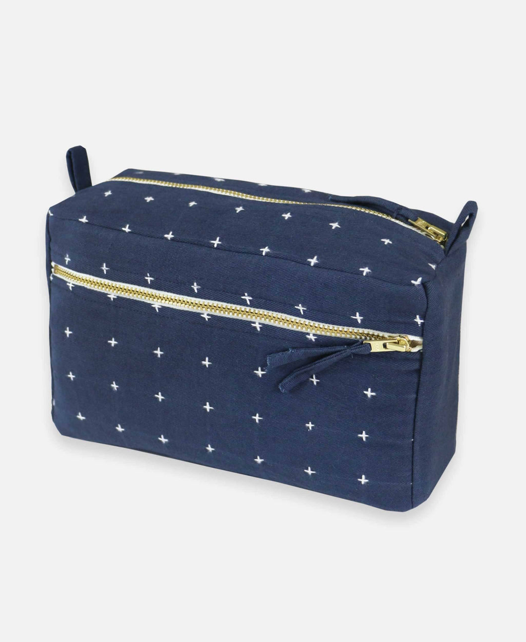 Small Cross-Stitch Toiletry Bag - Navy
