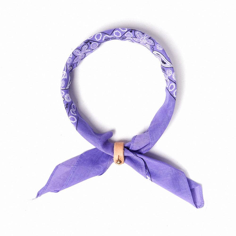Bandana with Leather Slide - Lilac & Sand