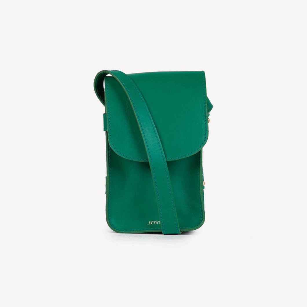 The Boxy Leather Crossbody - Kelly Green