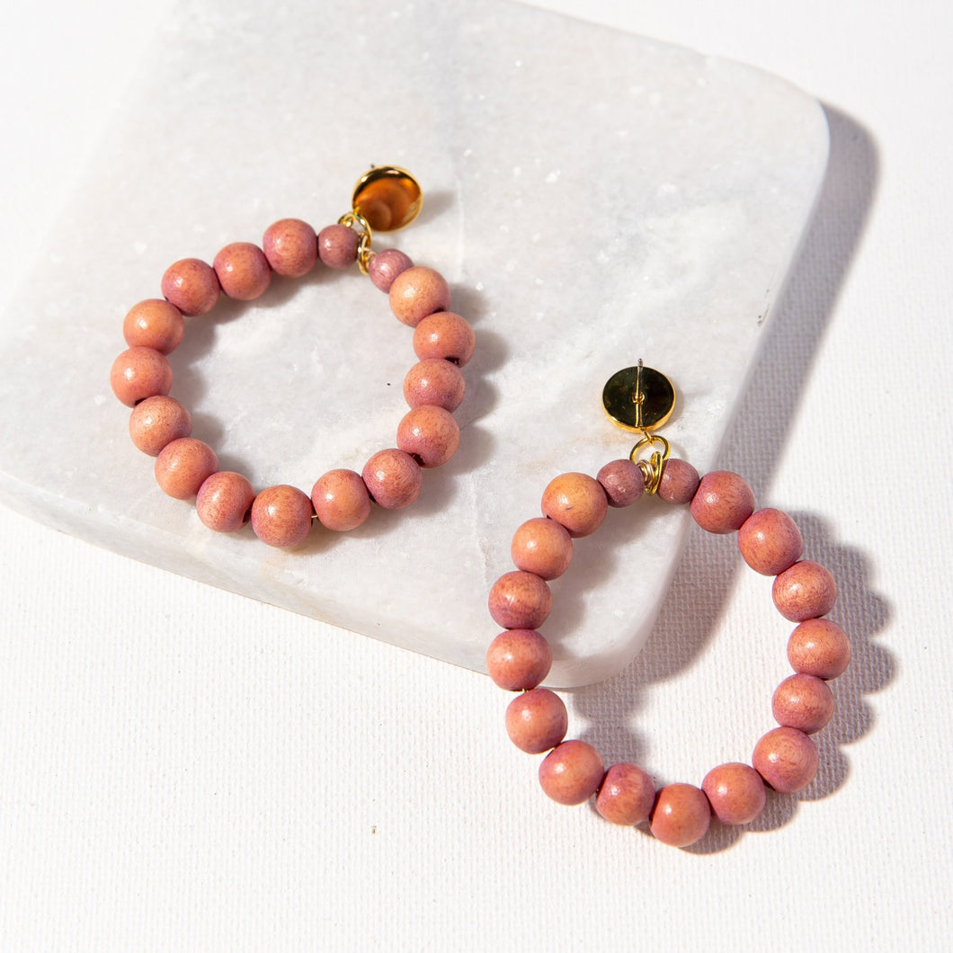 Blush Wood Hoop Earrings