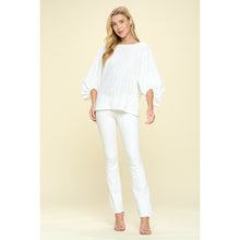 Load image into Gallery viewer, White Eyelet Dolman Bubble Sleeve Blouse

