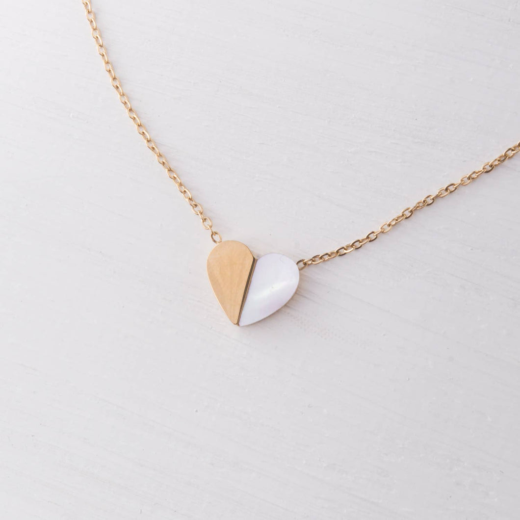 Give Hope Heart Gold & Pearl Necklace