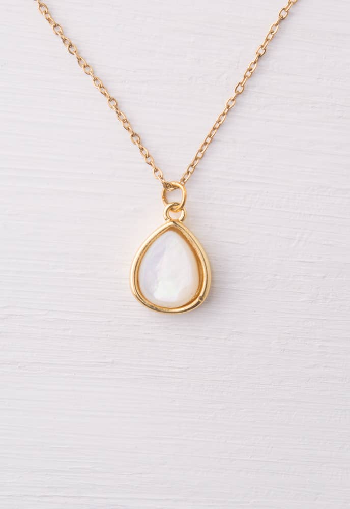 Charity Gold Mother of Pearl Teardrop Necklace