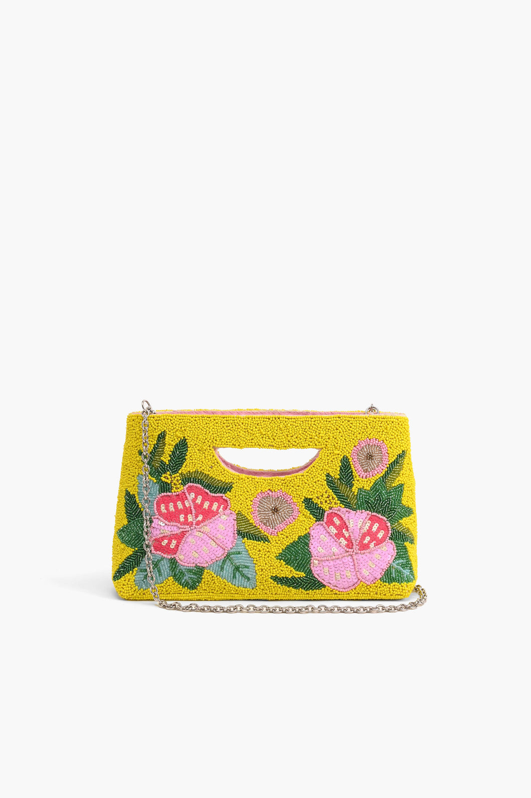 Beaded Yellow Hibiscus Hand-held Clutch