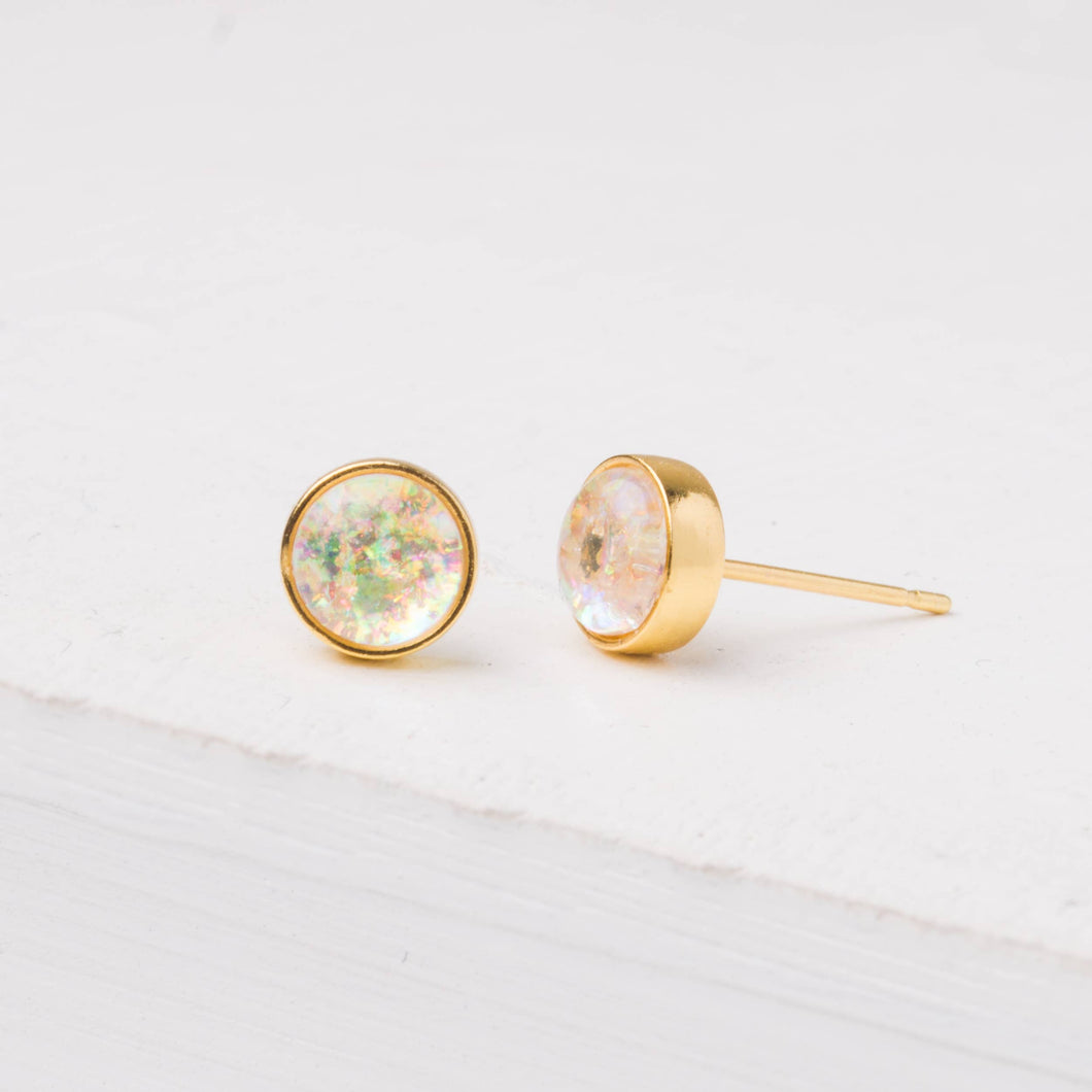 Tiny Gold & Opal Stud Earrings