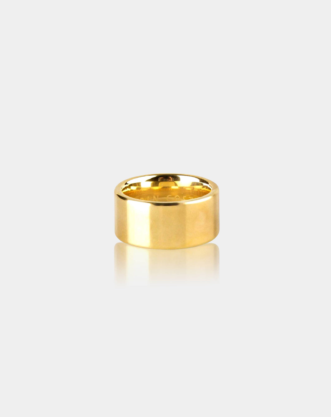 Wide Flat Polished Gold Band Ring