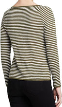 Load image into Gallery viewer, Eileen Fisher Olive Green Striped Bateau Neck Top- L
