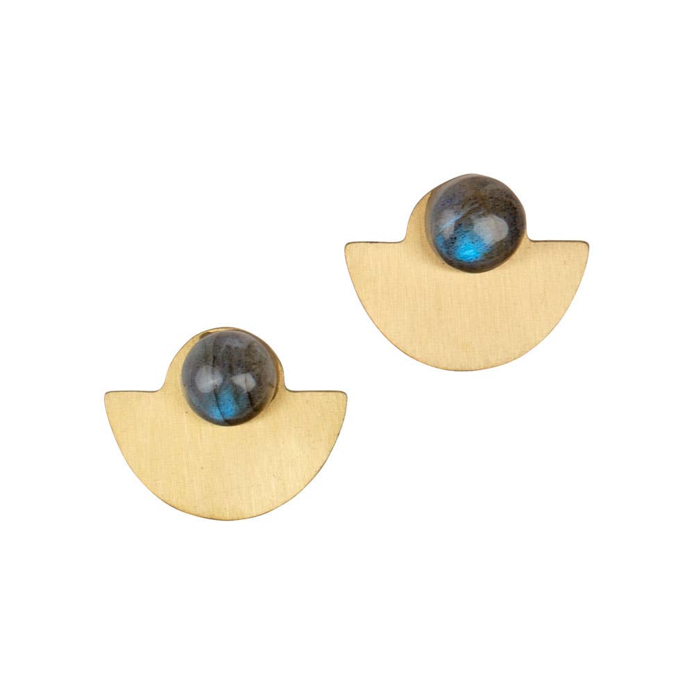 Labradorite Moon Earrings