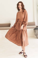 Load image into Gallery viewer, Thalia Midi Dress - Brown Gold
