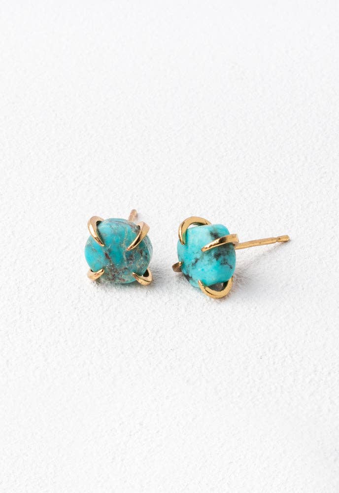 Spirited Turquoise Studs W/ Gold