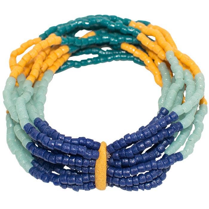 Color Block Recycled Glass Bead Bracelet