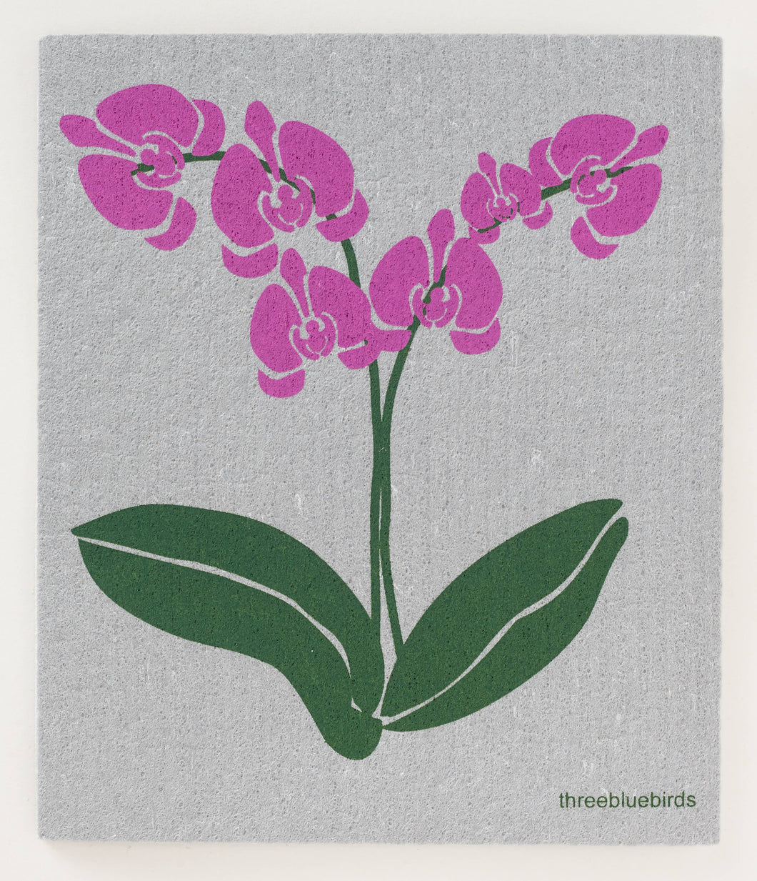 Orchids on Grey Swedish Dishcloth