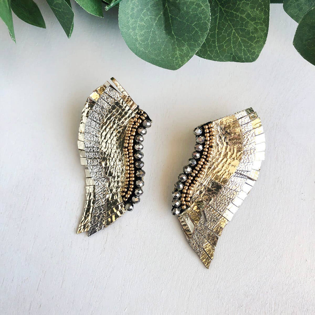 Silver and Gold Wings Earrings
