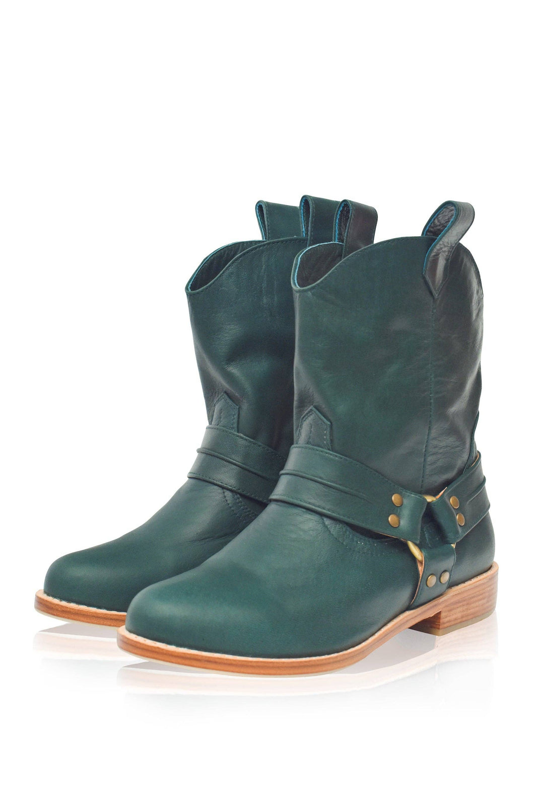 Cali Leather Boots: Emerald / 11