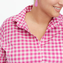 Load image into Gallery viewer, J. Crew Hot Pink Gingham Shirt - XL

