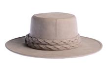 Load image into Gallery viewer, Ivory Double Braided Band Suede Hat
