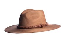 Load image into Gallery viewer, Brown Sueded Hat Braided Band
