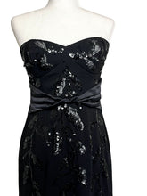 Load image into Gallery viewer, BCBG Max Azria Black Sequin Strapless Cocktail Dress- 08
