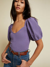 Load image into Gallery viewer, Lilac Smocked Puff Sleeve Sweetheart Tee
