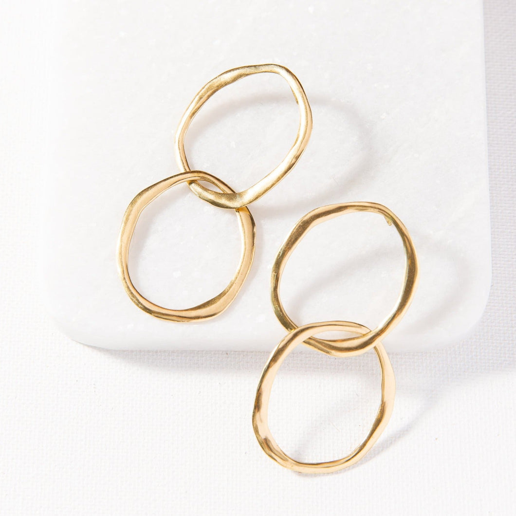 Brass Double Linked Circles Earrings