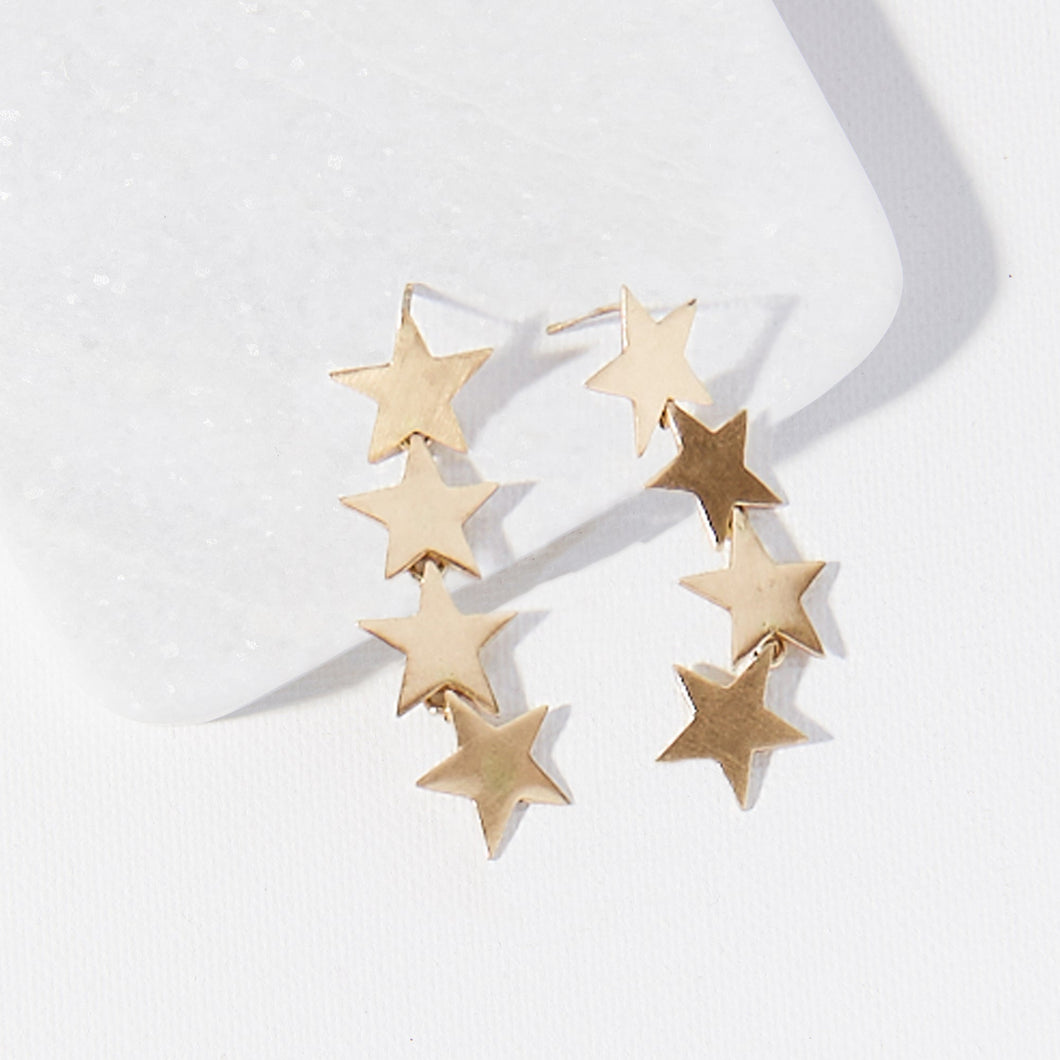 Matte Brass Falling Stars Earrings
