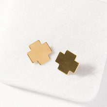 Load image into Gallery viewer, Brass Solid Small Cross Post Earrings
