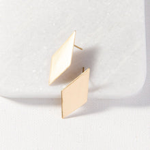 Load image into Gallery viewer, Brass Diamond Shape Post Earrings
