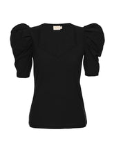 Load image into Gallery viewer, Black Sweetheart Puff Sleeve Tee
