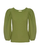 Load image into Gallery viewer, Olive Crew Neck 3/4 Balloon Sleeve Tee

