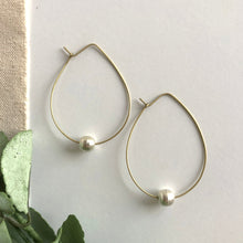 Load image into Gallery viewer, Wire Hoops with Sliding Silver Bead
