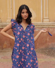 Load image into Gallery viewer, Block Printed Frill Sleeve Midi Dress
