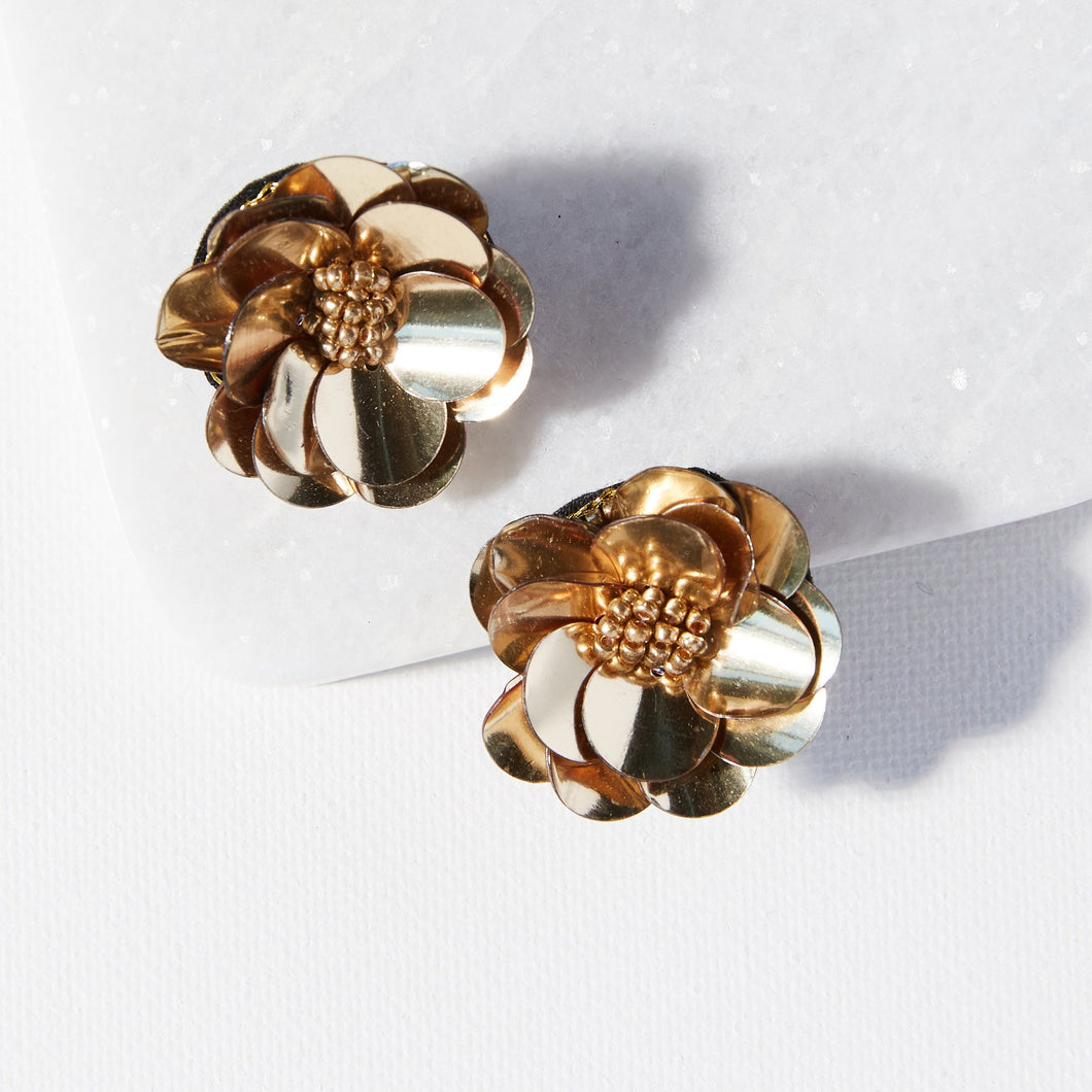 Gold Flower Sequin Earrings