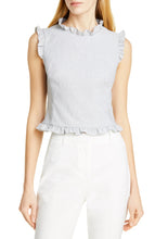 Load image into Gallery viewer, TAILORED BY REBECCA TAYLOR Ruffle Detail Sleeveless Linen Blend Blouse - 10
