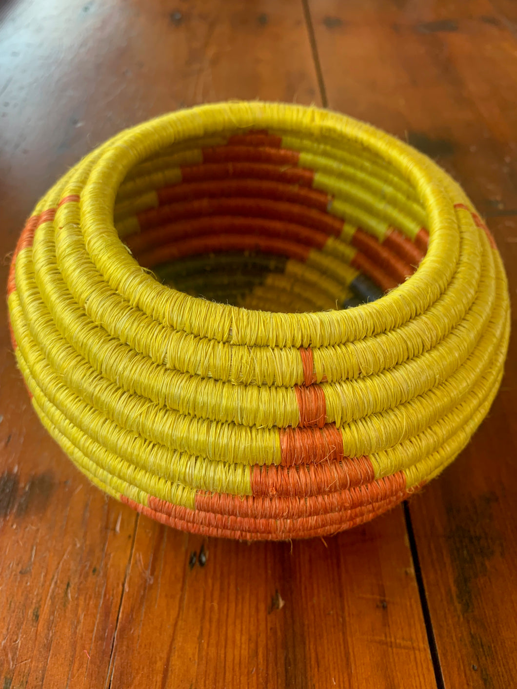 Medium Handwoven Coil Basket -Yellow & Orange