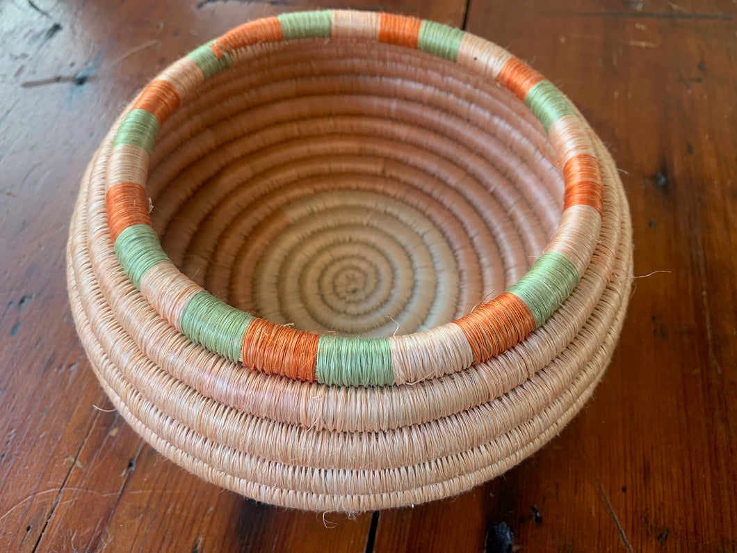 Medium Handwoven Coil Basket - Peach