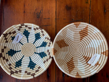 Load image into Gallery viewer, Medium Handwoven Market Basket - Teal &amp; Brown
