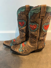 Load image into Gallery viewer, Caborca Flaming Heart Cowboy Boots - 8.5
