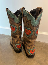 Load image into Gallery viewer, Caborca Flaming Heart Cowboy Boots - 8.5
