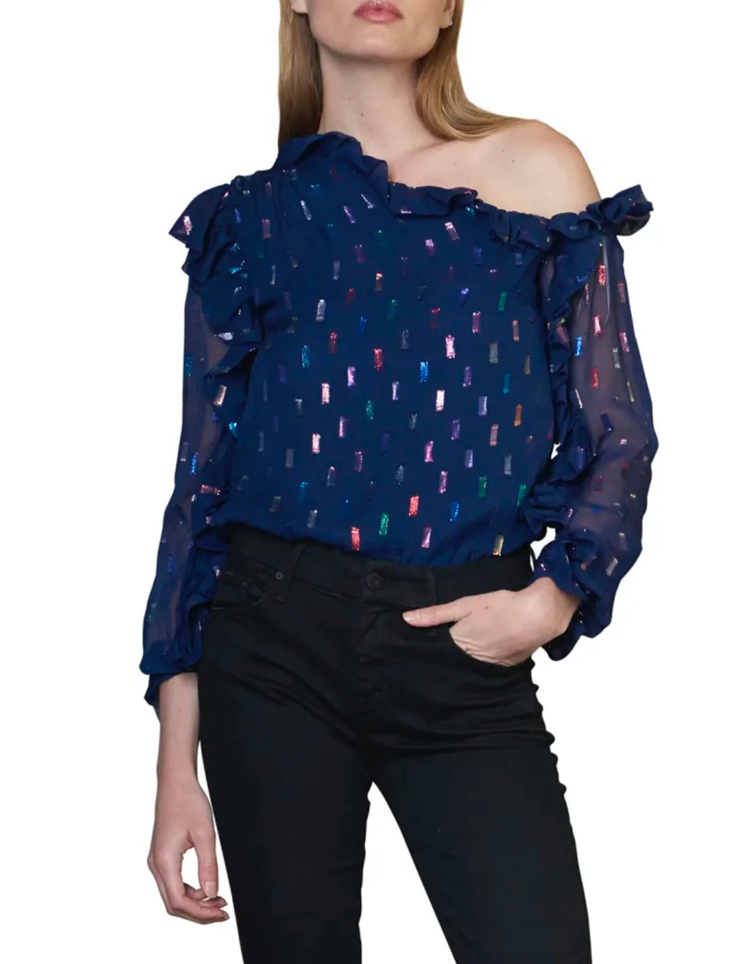 ML by Monique Lhullier Navy Confetti Top - Small
