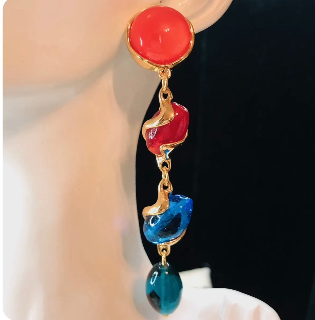 Catwalk Jon Gold Modul Regal Multi Glass Drop Earrings