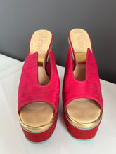 Load image into Gallery viewer, ACNE Silk Pink and Red Platform Heels - 38
