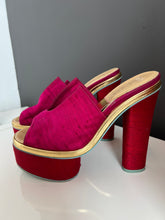 Load image into Gallery viewer, ACNE Silk Pink and Red Platform Heels - 38
